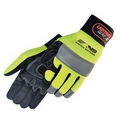 Premium Hi-Vis Simulated Leather Reinforced Palm Mechanic Gloves